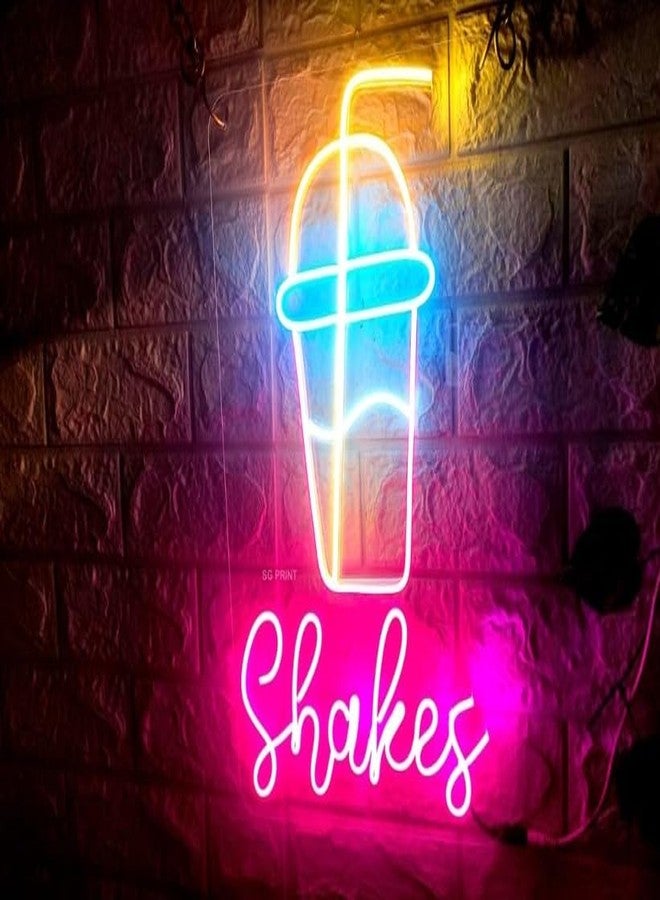 Wall Mitra Shake Neon Signs | Shakes Shop Neon Signs | Shakes Neon Light | Neon light | Shakes Neon Sign Light | Home Decor | Wall Decor| Room Decor(12x18) PINK+BLUE - Image 4